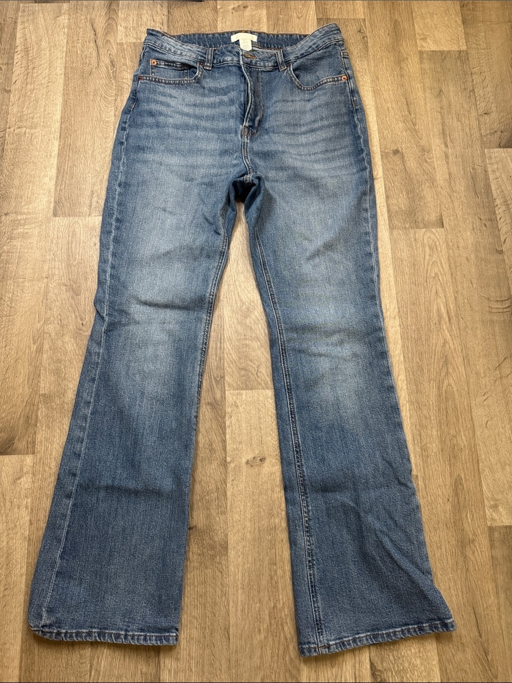H&M Classic Women's Blue Denim Jeans - Flared Leg size 14
